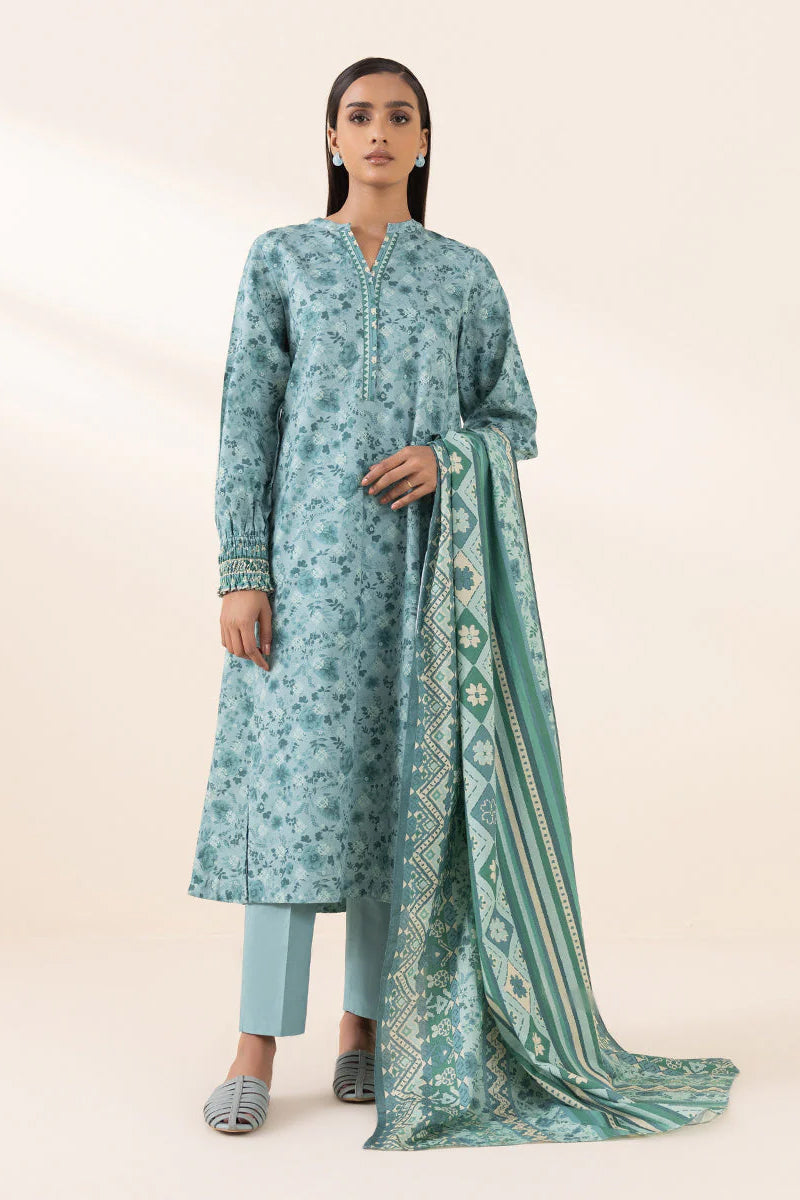 Sapphire Daily 3 Pc Printed Cotton Jacquard Suit - DY24V8-36