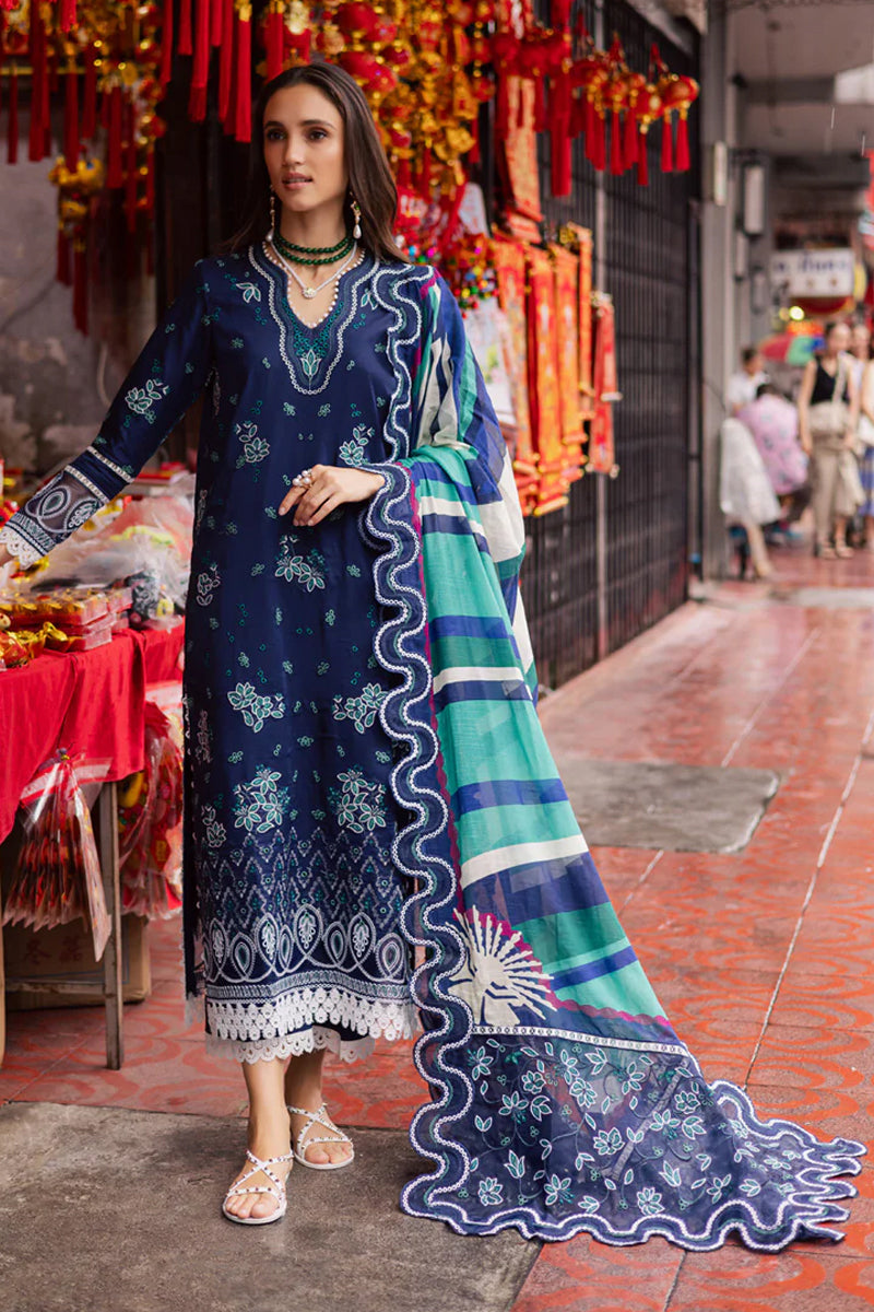 Marjjan Carnation Emb Lawn'25 - MBL-17 A (NAVY BLUE)