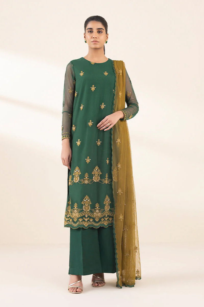 Sapphire Luxe 3 Pc Embroidered Net Suit - LX25V0-10