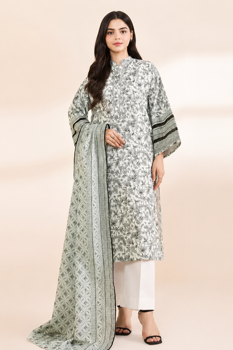 Sapphire Da2Day 2 Pc Printed Light Khaddar - 02C