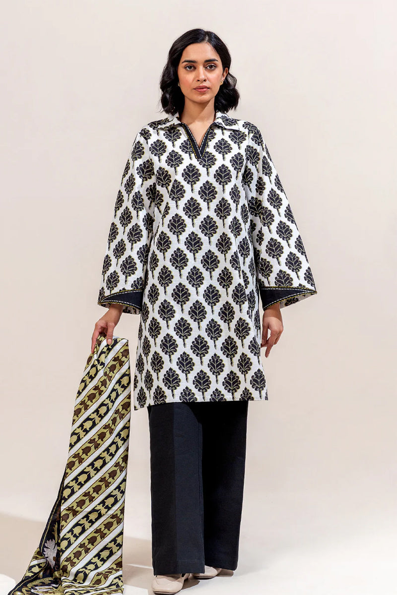 Beechtree Printed Khaddar - CHARCOAL TINT