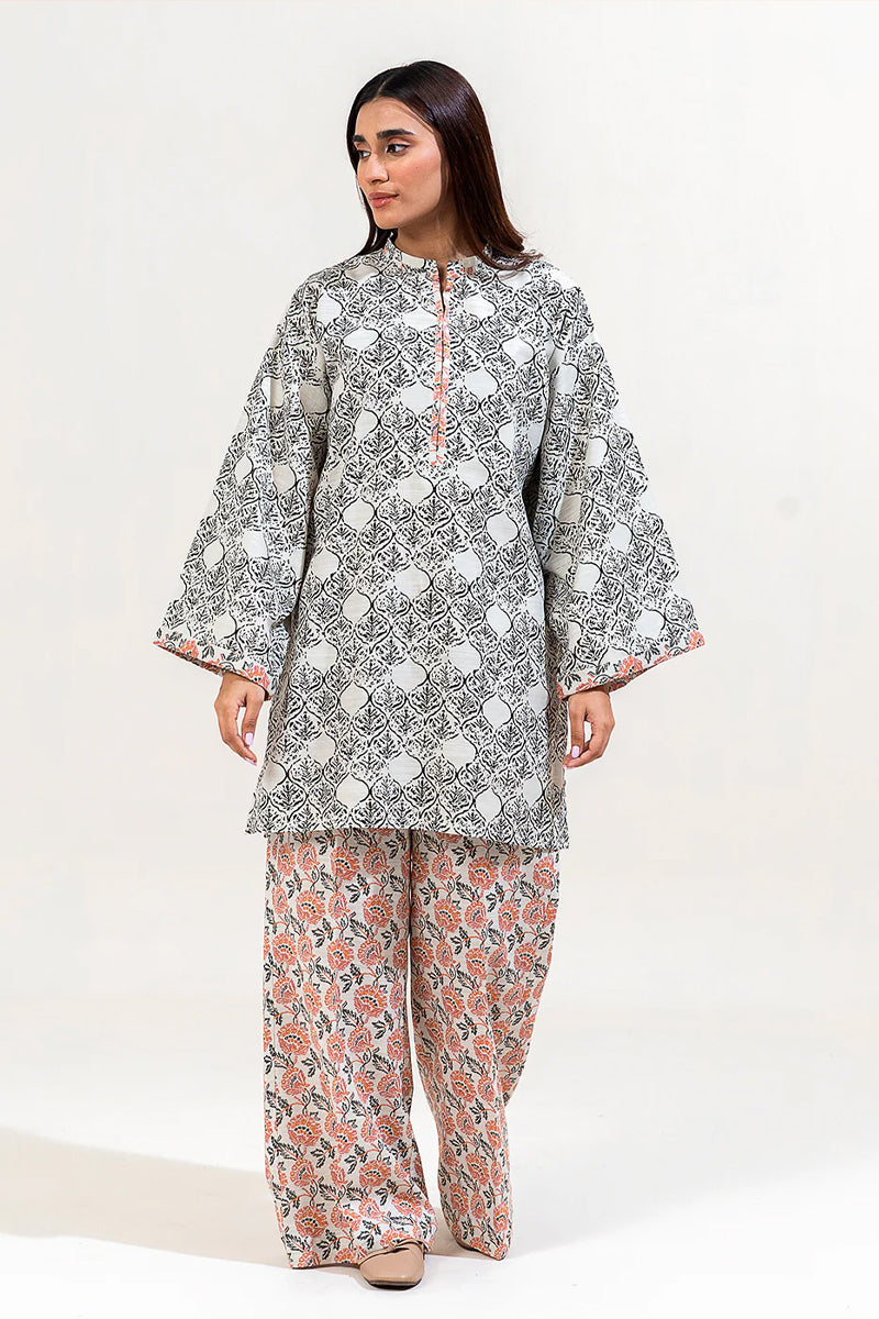 Beechtree Printed Khaddar 2 Pc - IVORY MAZE
