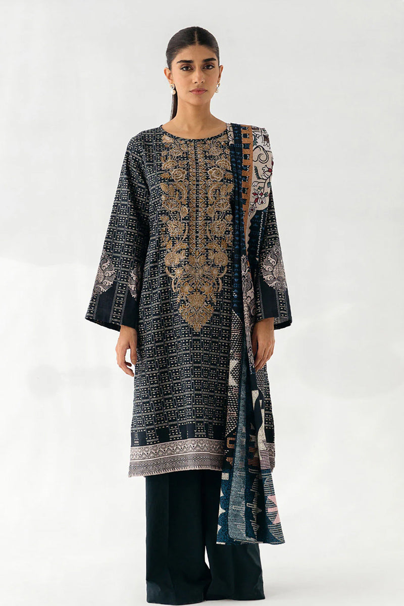 Beechtree Printed Khaddar 2 Pc - NIGHTY SILVER