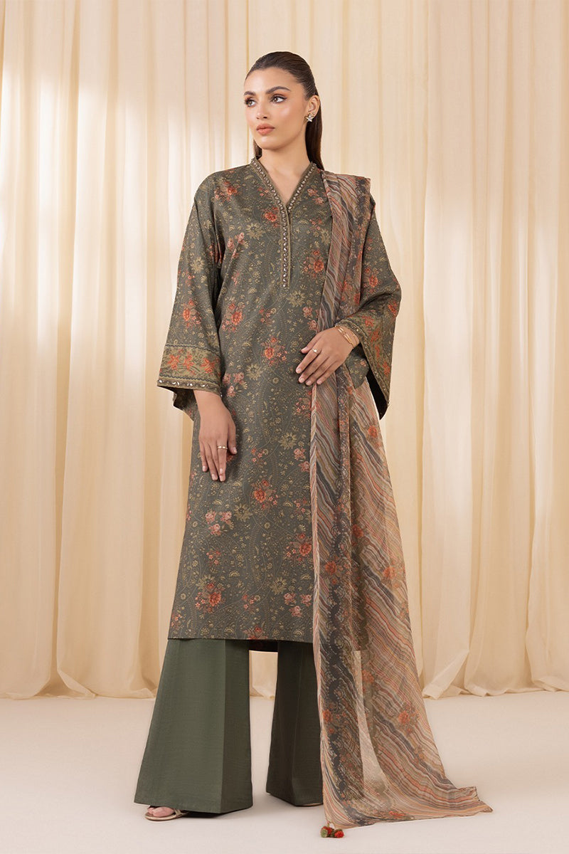 Sapphire Silk 3 Pc Printed Silk Suit - SL24V4-15