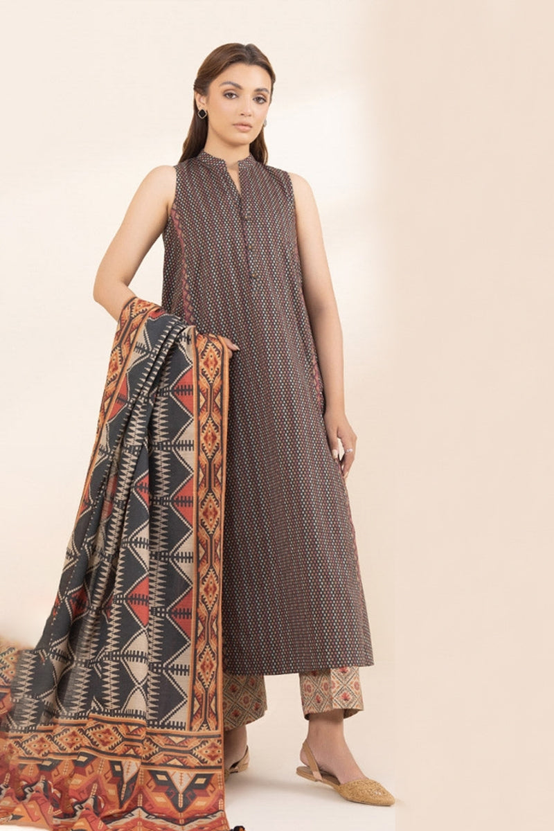 Sapphire Daily 3 Pc Printed Cotton Jacquard - DY24V9-22